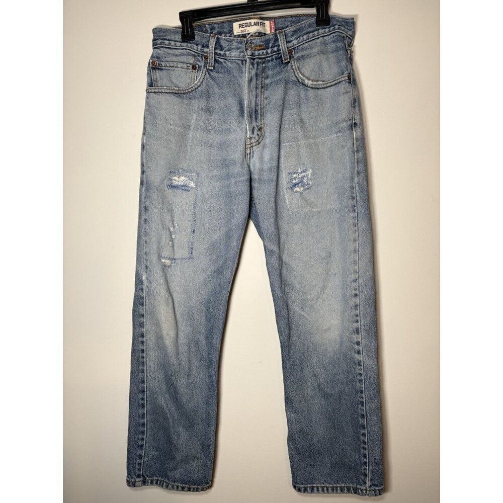 Levi's 505 Regular Fit Jeans Light Wash Distressed Work‎ Rugged Casual34x30
